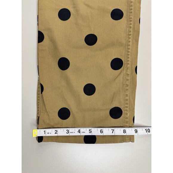 J.Crew Polka Dot Chino Pants Womens 8 Tan Black Ankle Crop 100% Cotton Preppy - Picture 3 of 12